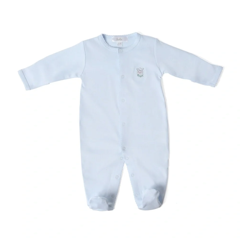 Footie Pima Cotton Footed Sleeper Pajama Boys Playsuit Blue Outfit HOLA BABY 6-9